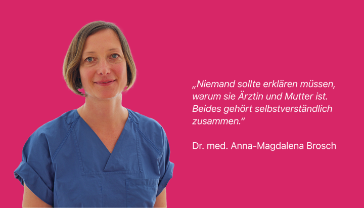 Porträt von Dr. med. Anna-Magdalena Brosch vor pinkem Hintergrund