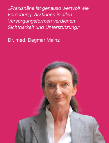 Porträt von Dr. med. Dagmar Mainz vor pinkem Hintergrund