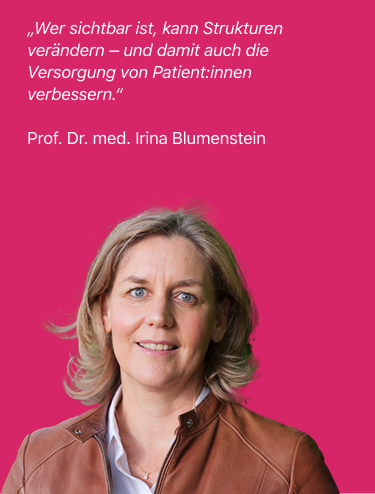 Porträt von Prof. Dr. med. Irina Blumenstein vor pinkem Hintergrund