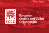 Logo der European Crohn’s and Colitis Organisation (ECCO) vor rotem Stadtpanorama